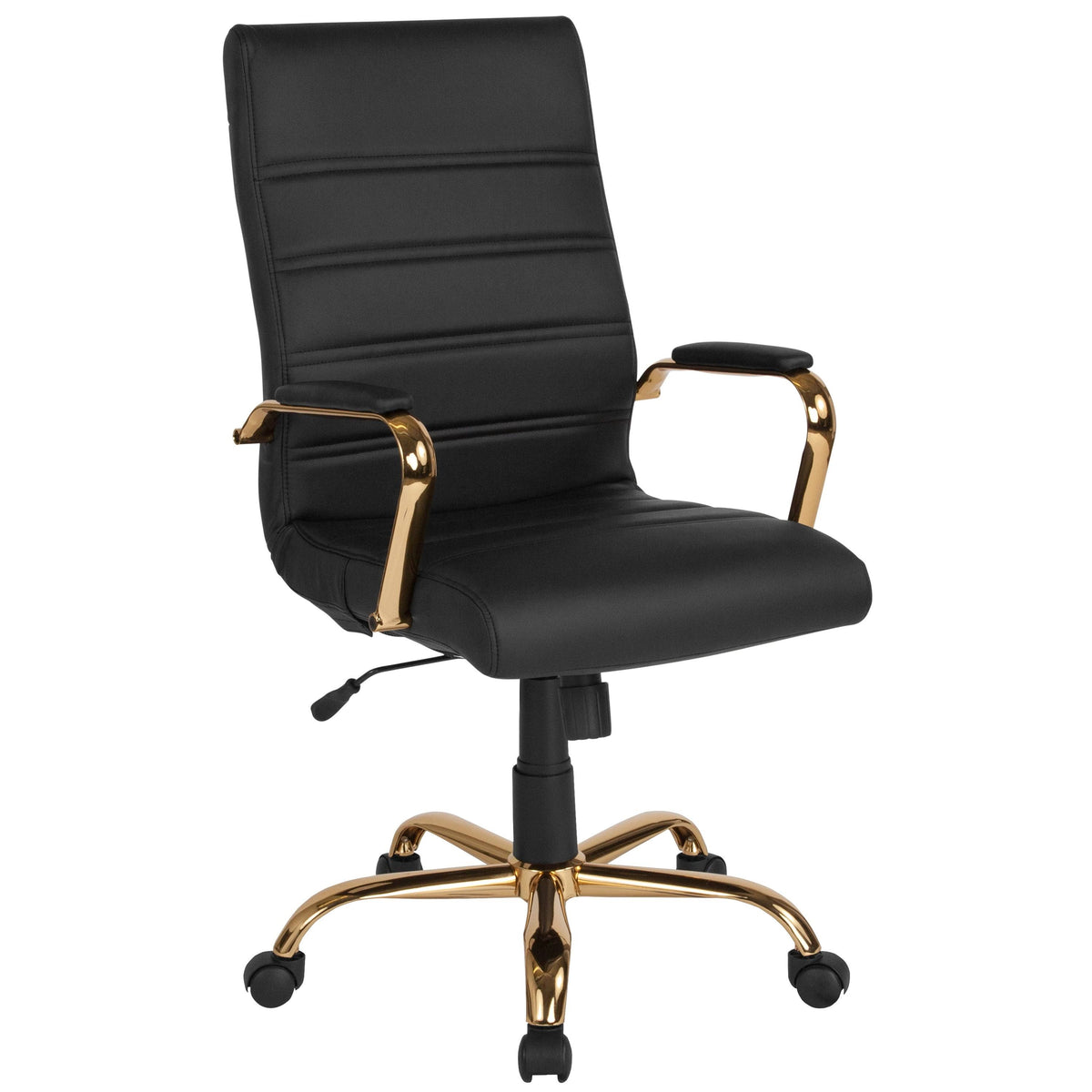 Black LeatherSoft Executive Swivel Office Chair with Chrome Base and Arms G99364