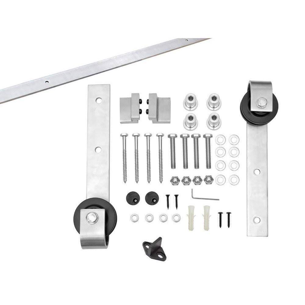Solid Colonial Maple Stained Pine Wood Interior Sliding Barn Door with Hardware Kit J752616