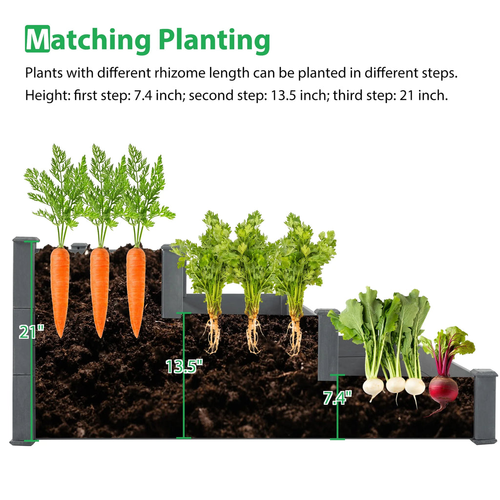 3-Tier Raised Fir Wood Garden Bed Planter Y142
