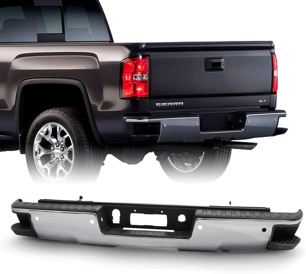 Black Rear Step Bumper with Sensor Holes T217487