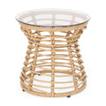 Outdoor Wicker Side Table Light Brown V5388