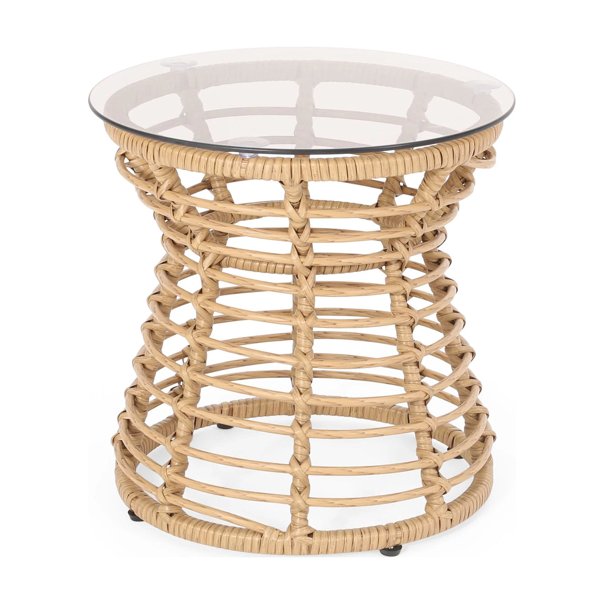 Outdoor Wicker Side Table Light Brown V5388