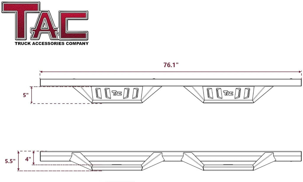 Sidewinder Running Boards for Chevy Colorado GMC Canyon Crew Cab 4" Drop Side Steps Nerf Bars Rock Slider Pickup Truck Fine Texture Black Off-Road Accessories (2pcs) L703518