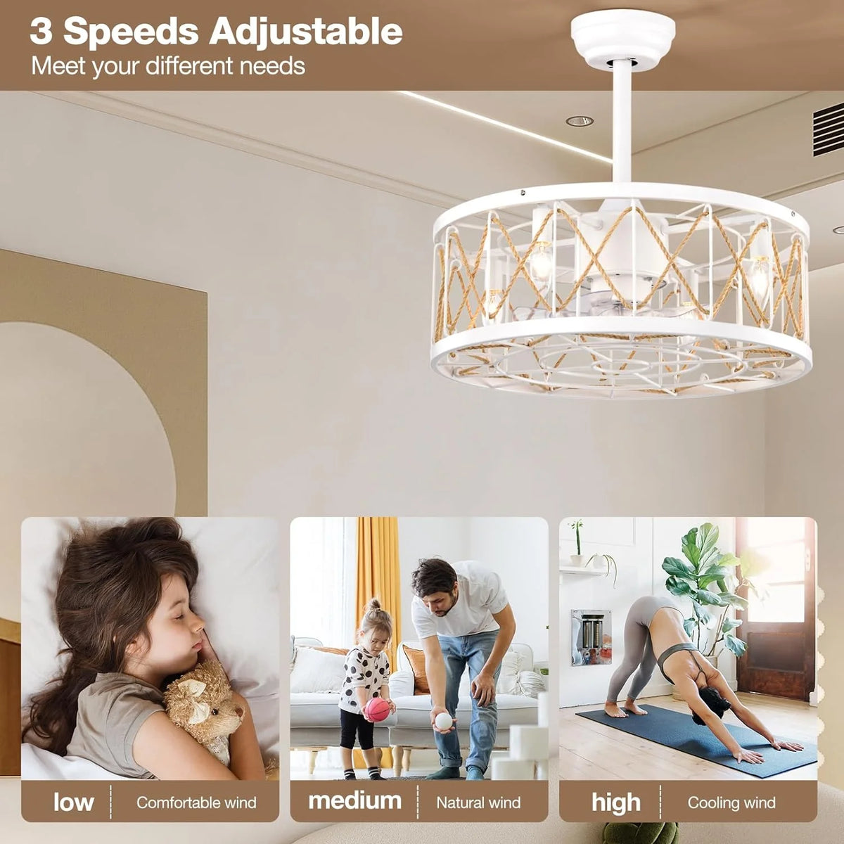 White Ceiling Fan with Lights T51803