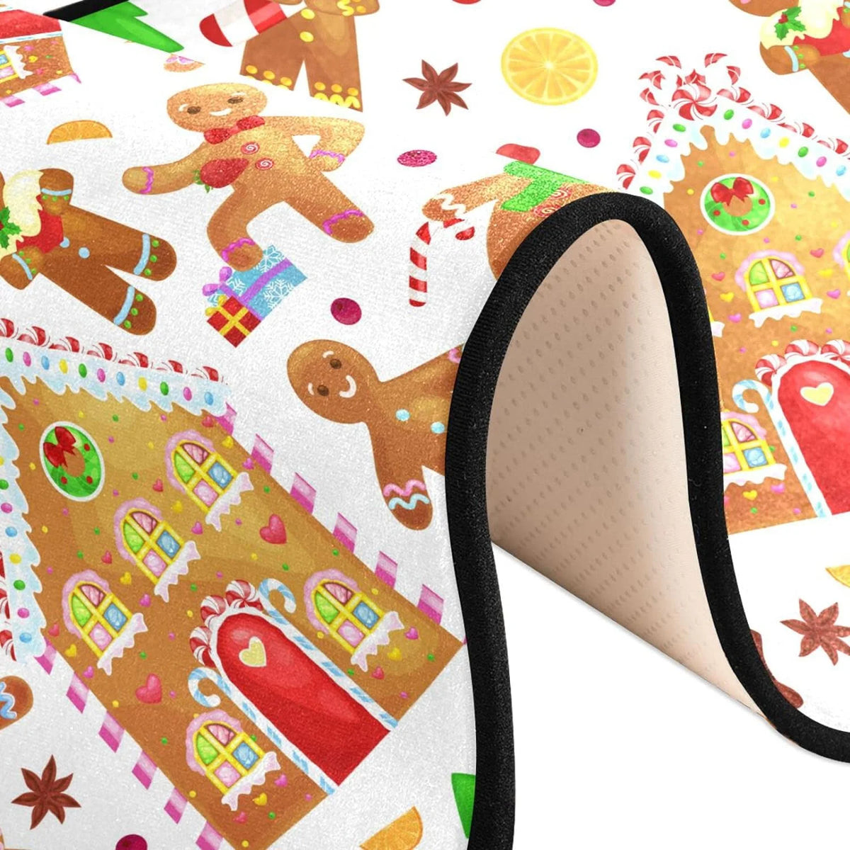 2X6 Feet Christmas Gingerbread Man Runner Rug with Rubber Backing D33443