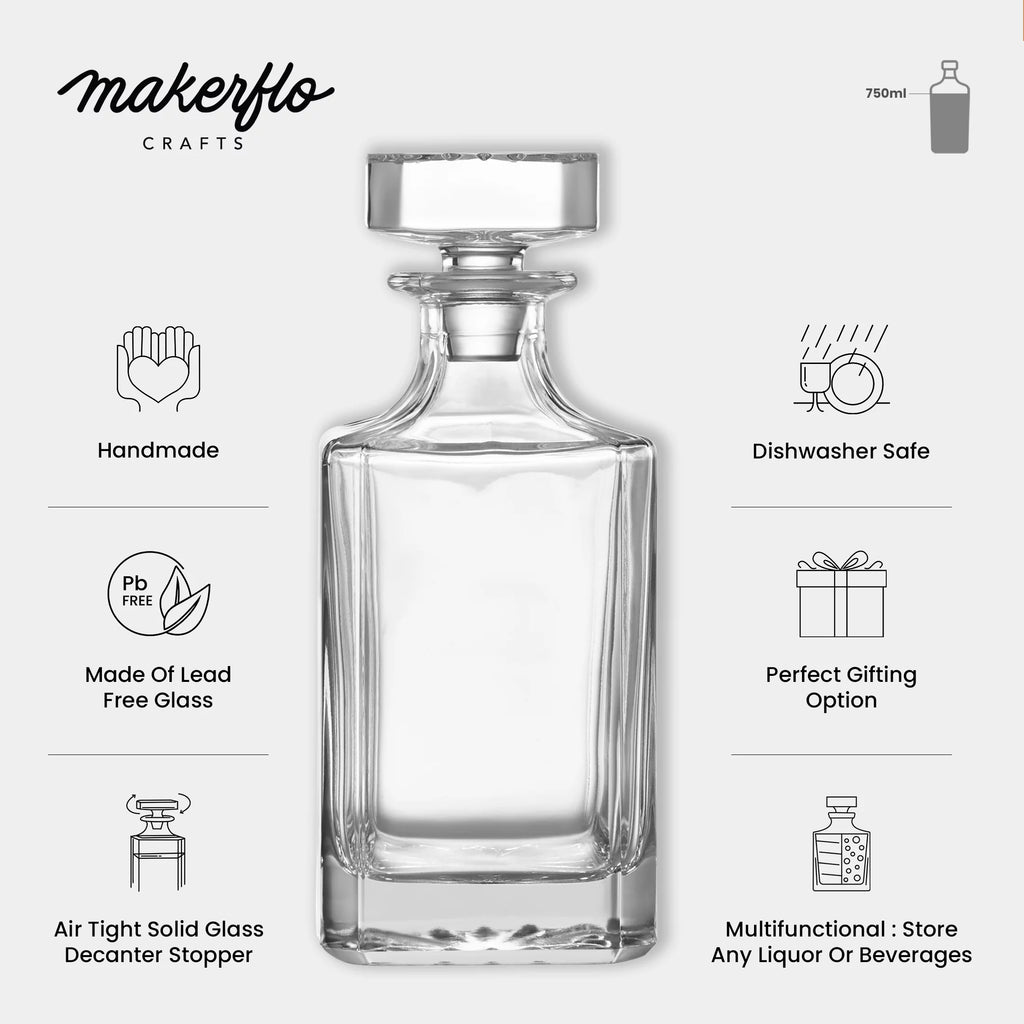 Glass Whiskey Decanter with Airtight Stopper, 750 ml, 6-Pack Q249