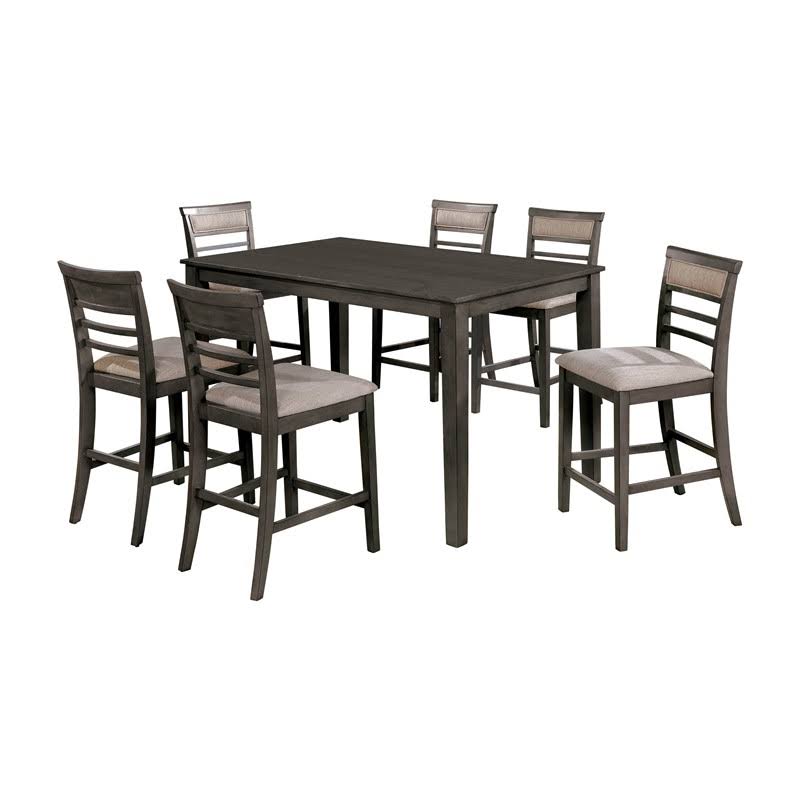 7 Piece Counter Height Wood Set in Weathered Gray T999440