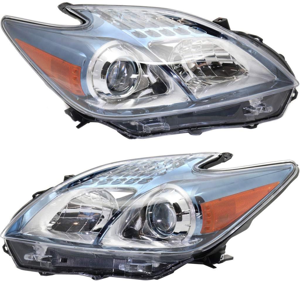 Headlight Assembly Unit Pair for Toyota Prius Plug-in 2012 2013 2014 R74550
