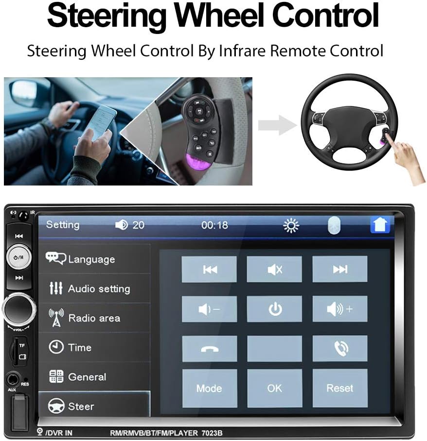 7” Touch Screen Double Din Car Stereo Radio with Bluetooth P6952