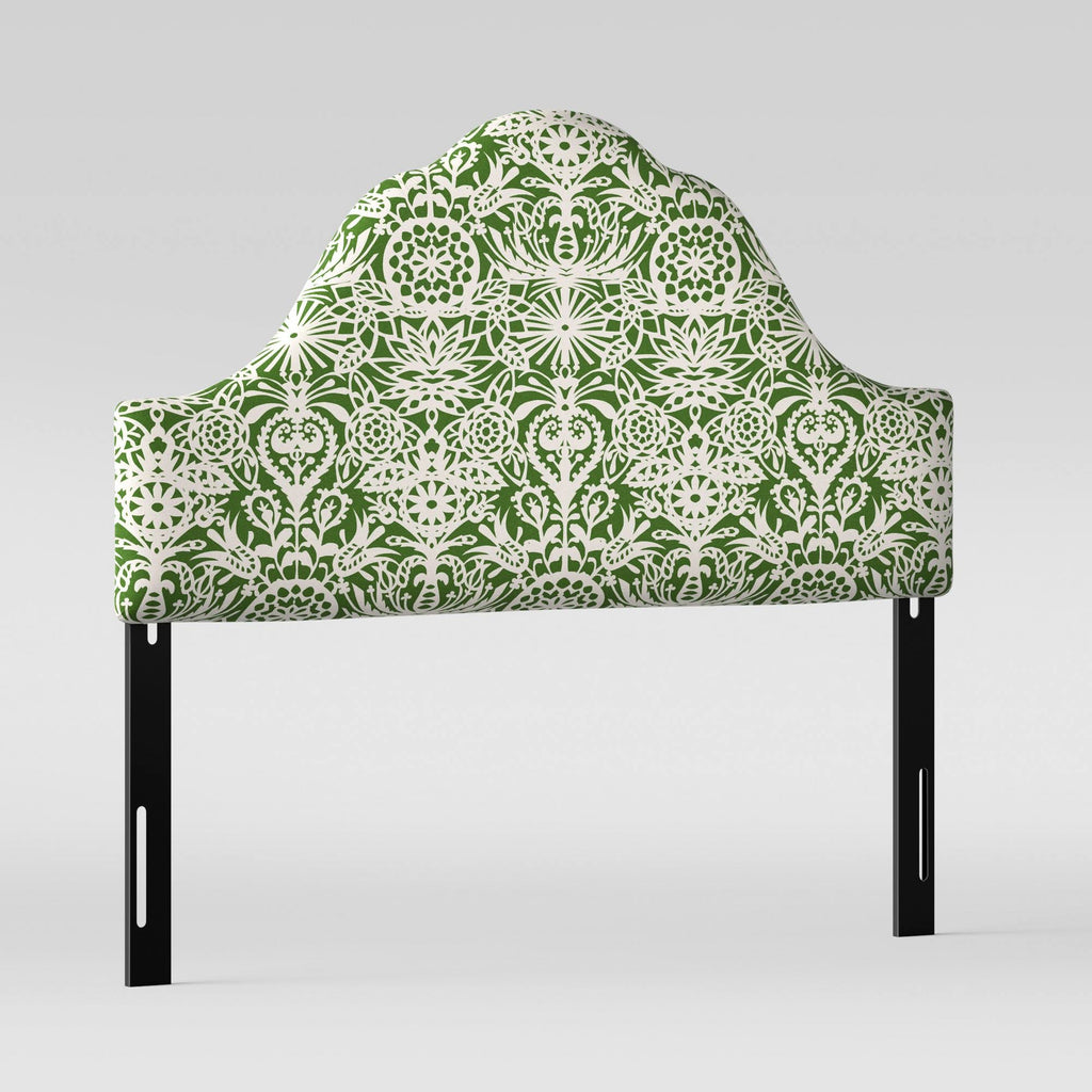 Arched Headboard Green White Floral L14189