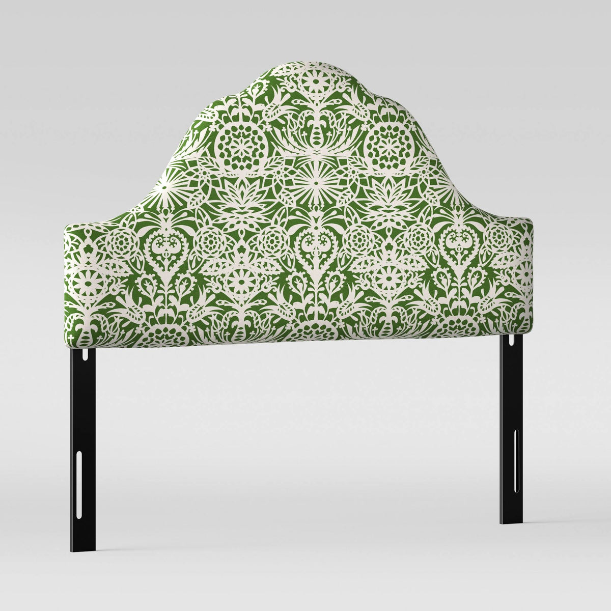 Arched Headboard Green White Floral L14189