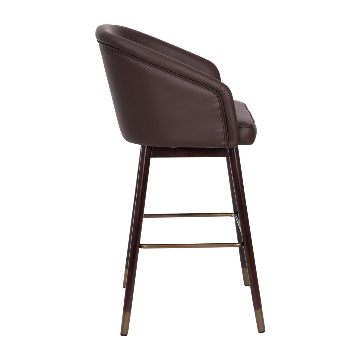Brown Faux Leather Wood Frame Bar Height Stool S2152