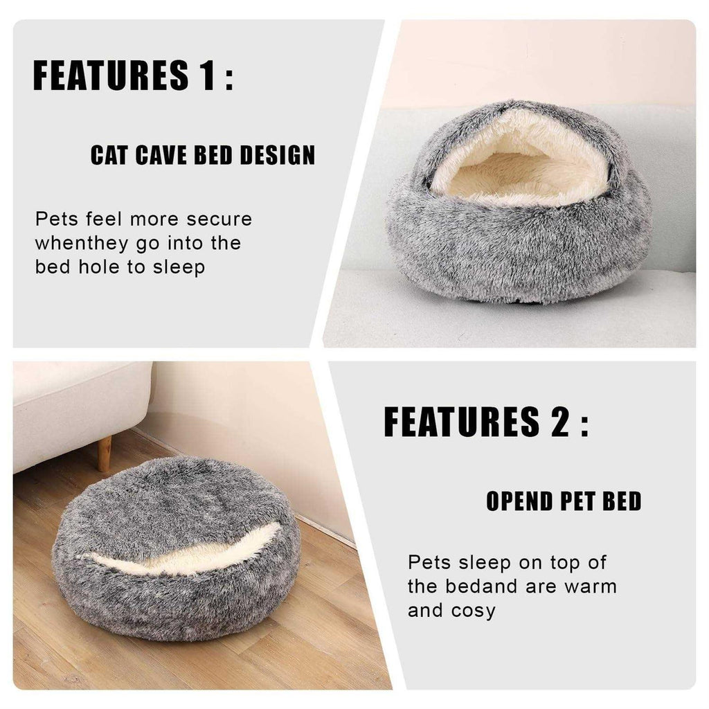Hooded Round Dog Bed & Cat Cave Y6146