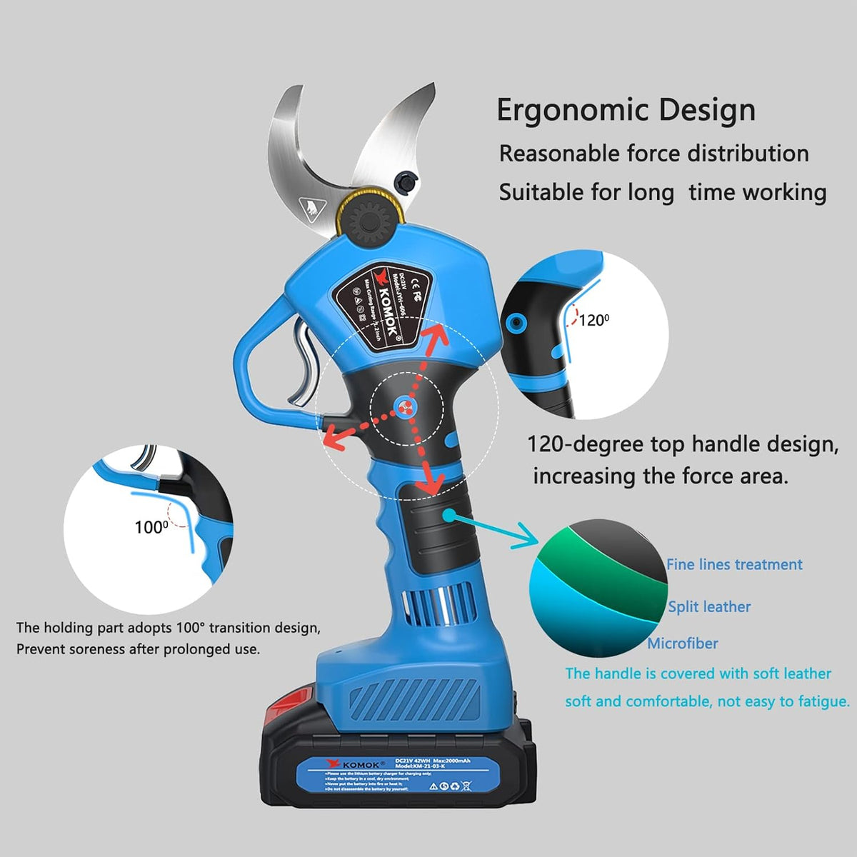Cordless Electric Pruning Shears with 2Ah Lithium Battery, 30MM Cutting Diameter I98762