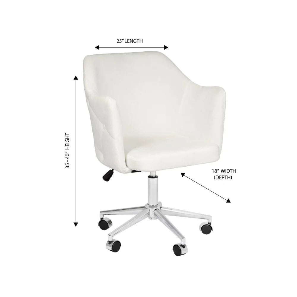 White Velvet Tufted Swivel Vanity Chair K70631