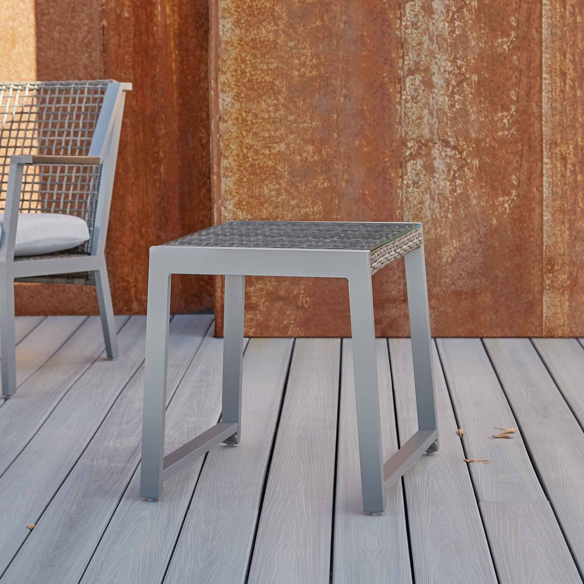 Gray Aluminum Patio End Table, 2 count J281268
