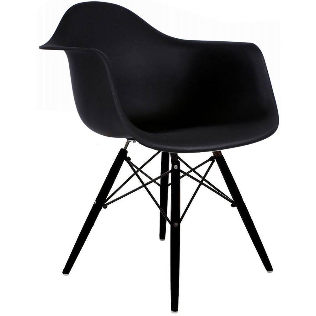 Set of 2 Black Accent Chairs with Wood Legs E193