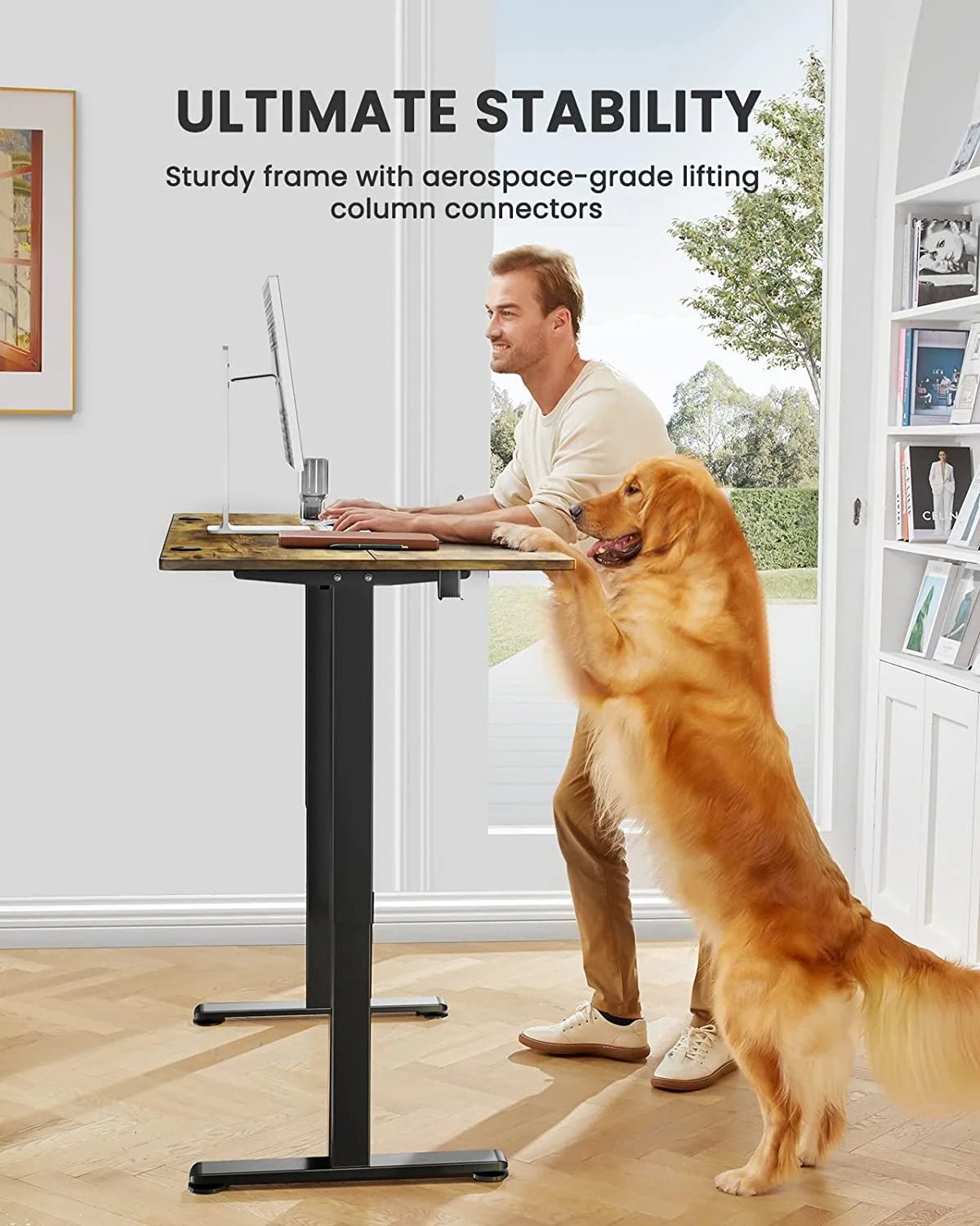 Vintage Brown Electric Standing Desk K473