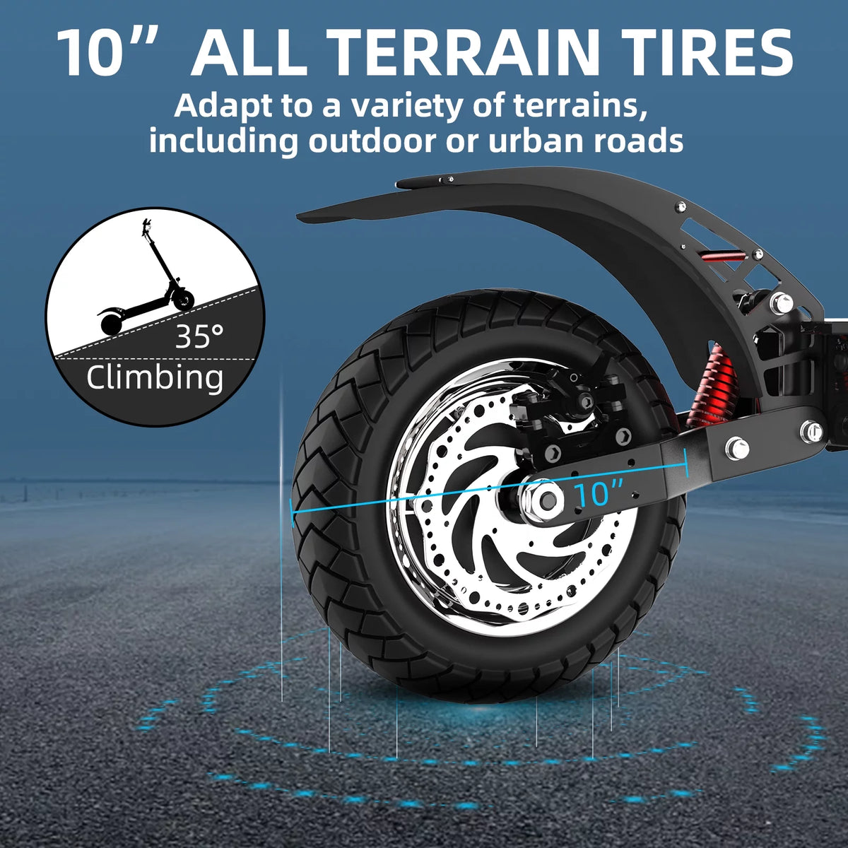 1300W Motor 40 Miles 35 mph 10" Pneumatic Tire Foldable Electric Scooter B2360