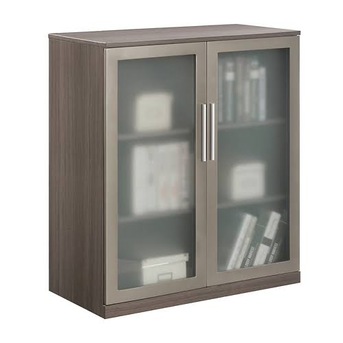 Storage Cabinet with Glass Doors Espresso Laminate D87016