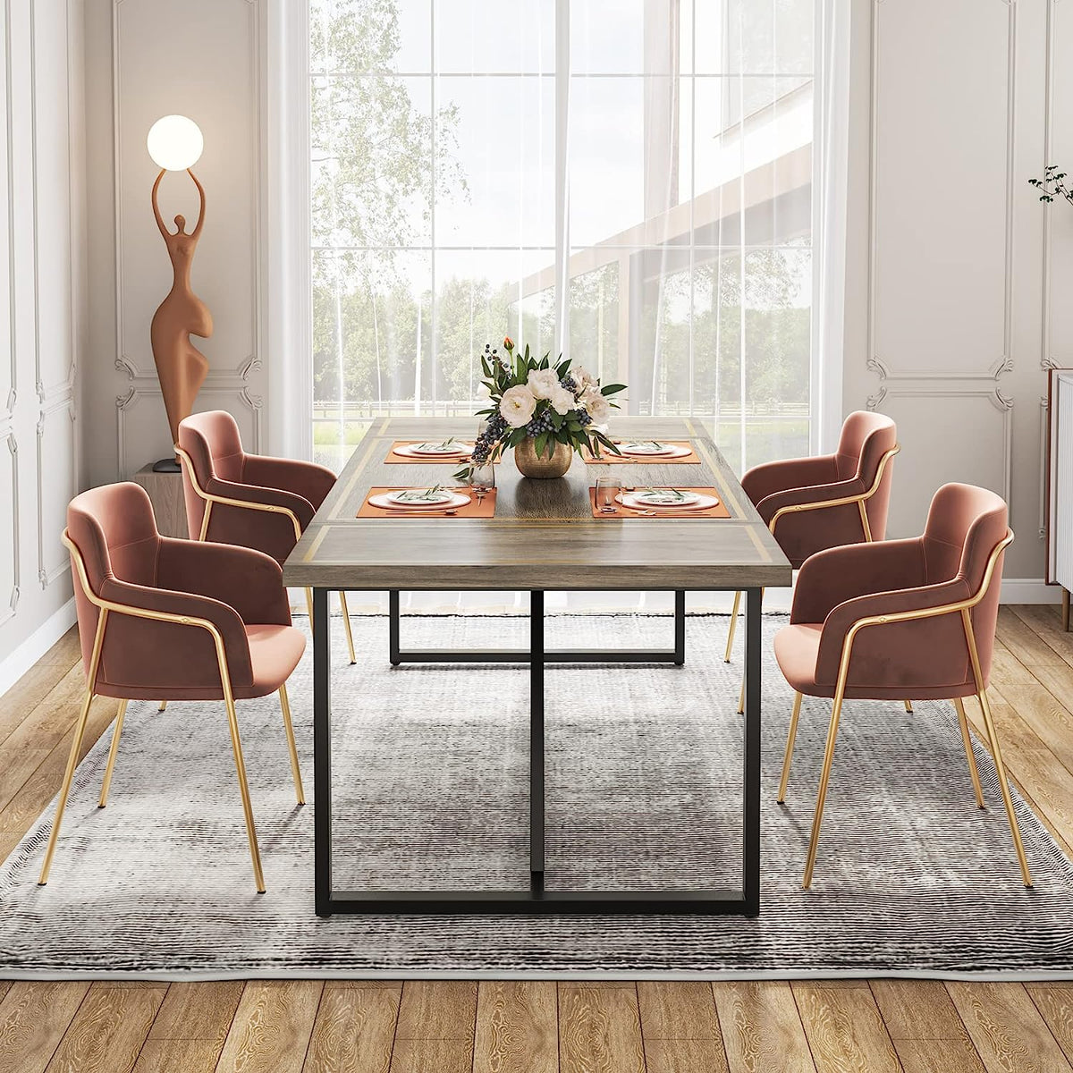 70.9" Gray & Black Dining Table W70653