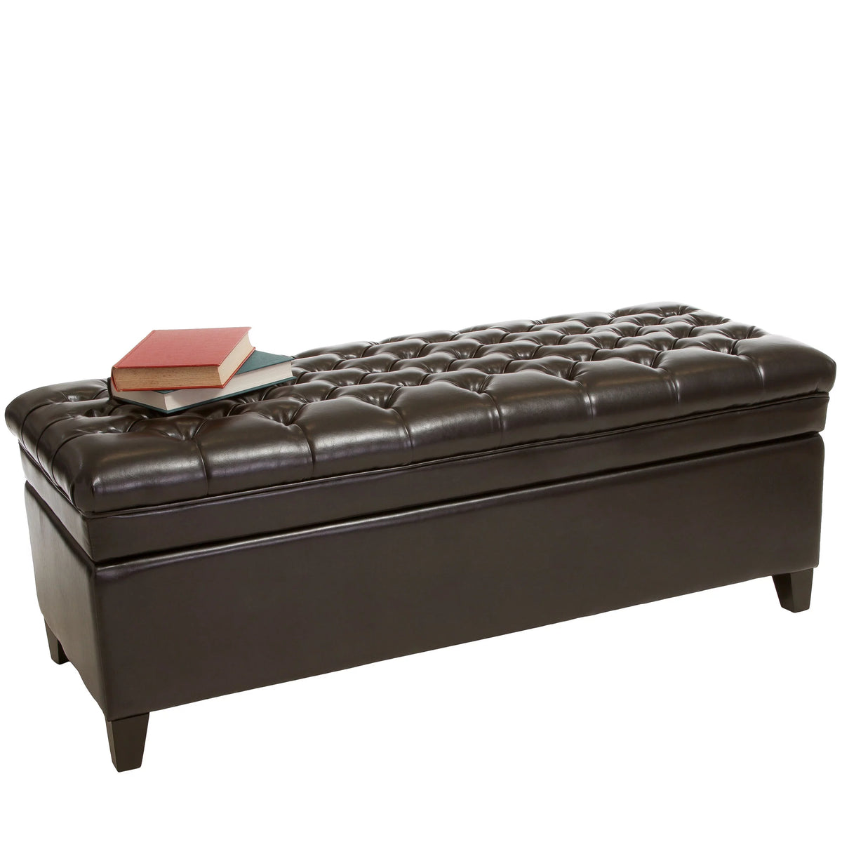 Espresso Bonded Leather Storage Ottoman T2936