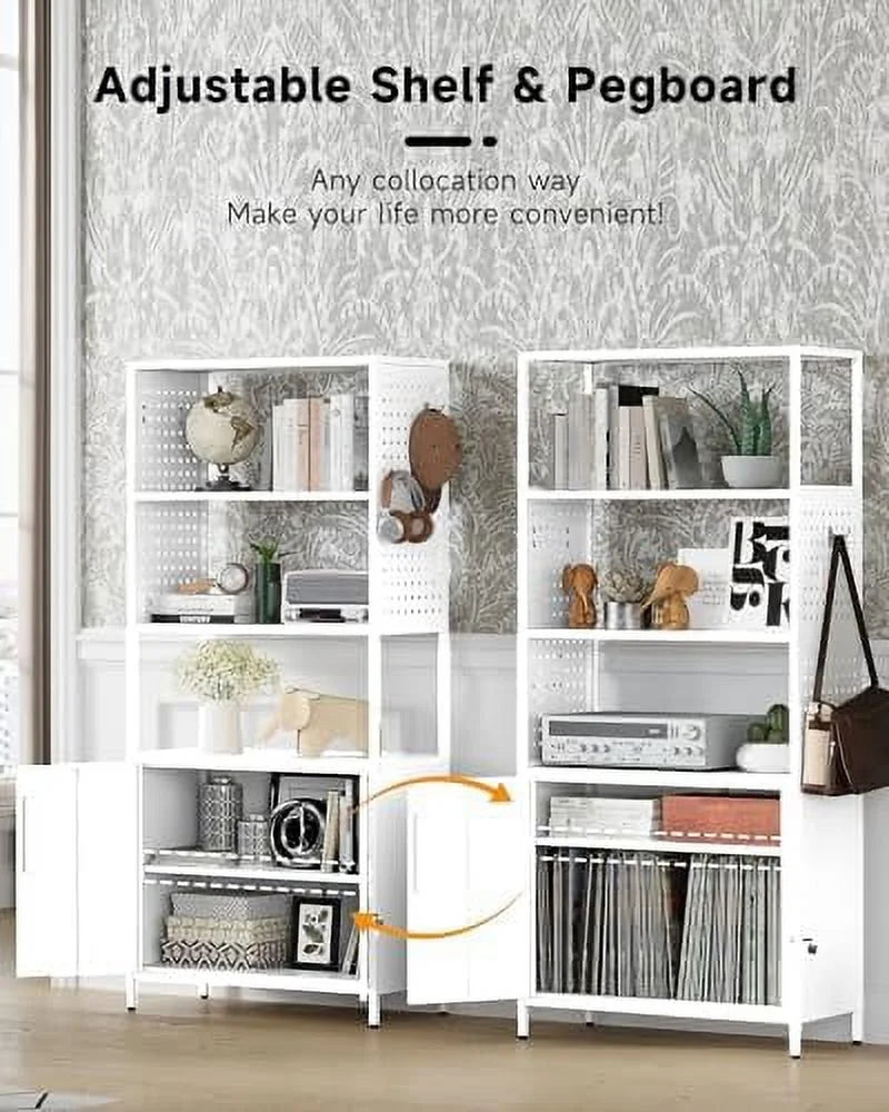 5-Tier Metal Bookshelf with Doors Y81327
