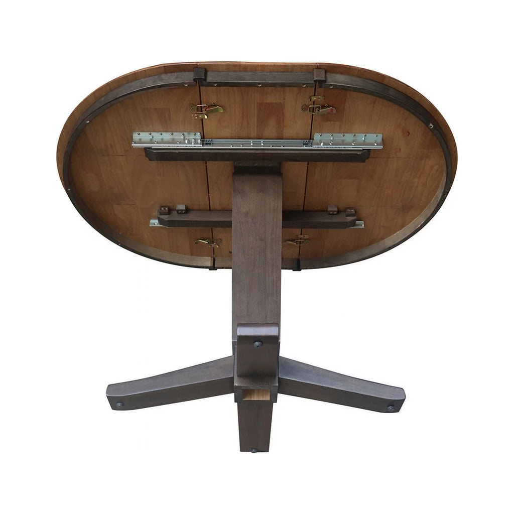 36" Solid Wood Round Top Pedestal Dining Table with 12" Leaf J95180