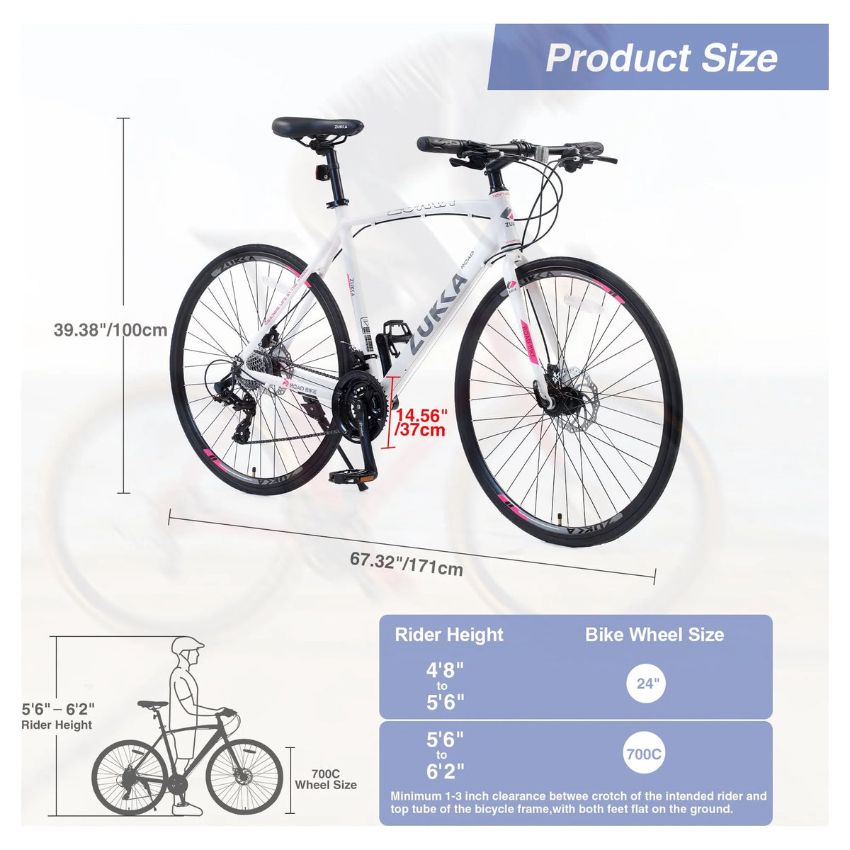 24 Speed 700C Aluminum Flat Bar Road Bike with Disc Brakes V4944