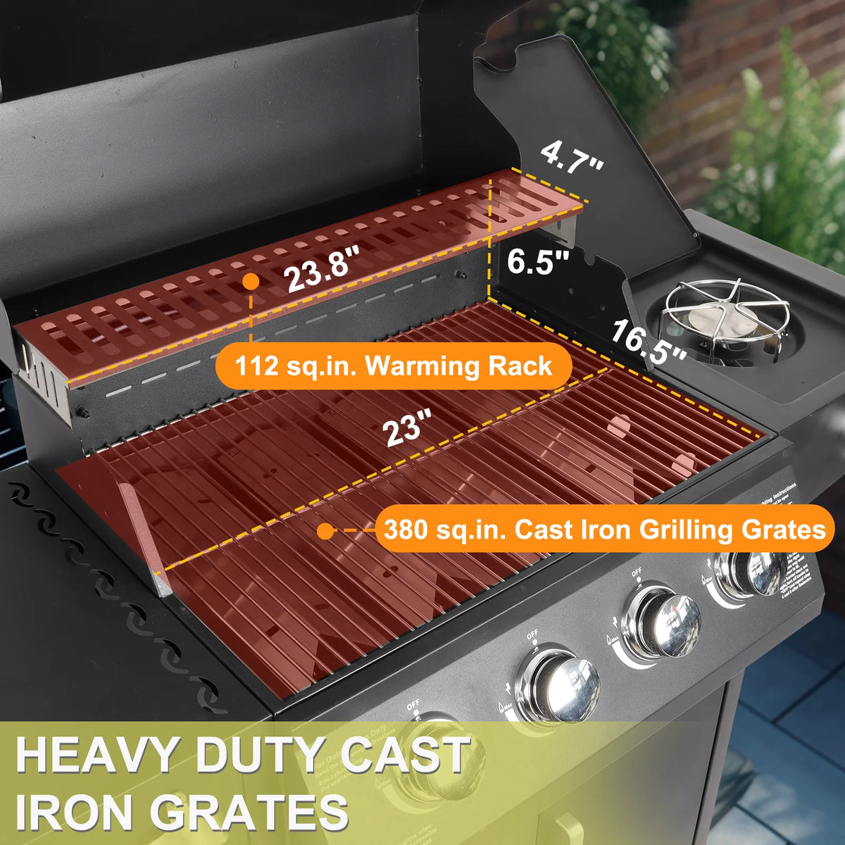 4-Burner Propane Gas Grill with Side Burner E9216