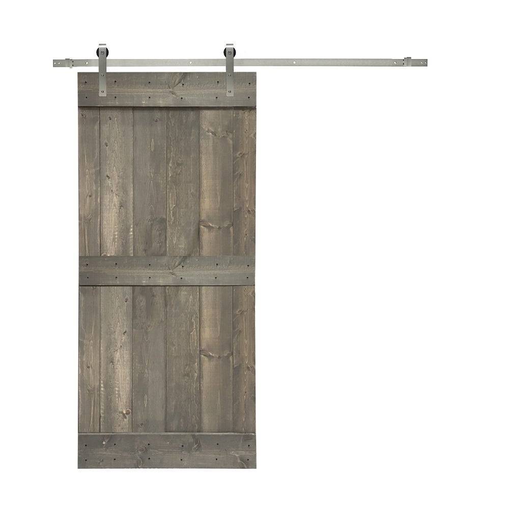 Solid Colonial Maple Stained Pine Wood Interior Sliding Barn Door with Hardware Kit J752616