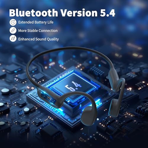 Bone Conduction Headphones, Bluetooth 5.4 Open Ear Headphones with Mic, IPX7 Waterproof Sport Headphones B738883