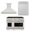 48 In. Gas Range, Range Hood, Dishwasher in Stainless Steel H1008