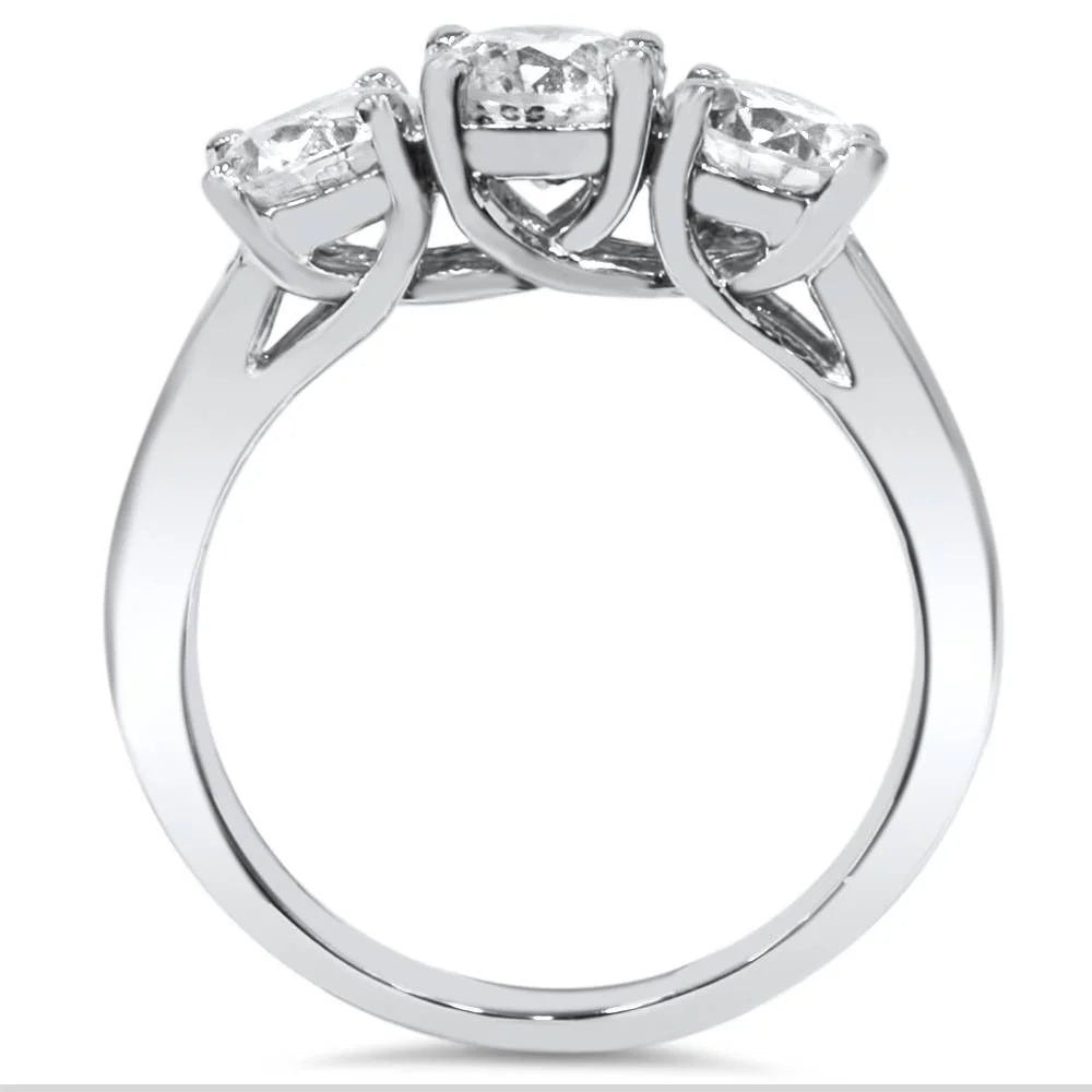 2ct Diamond Three Stone Ring 14K White Gold U917