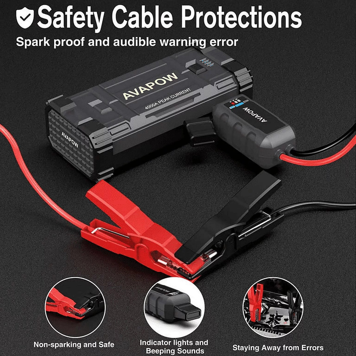 4000A Peak 27800mAh 12V Car Jump Starter with LED Light U342