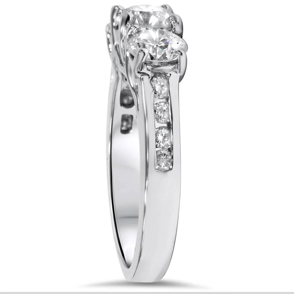 2ct Diamond Three Stone Ring 14K White Gold U917