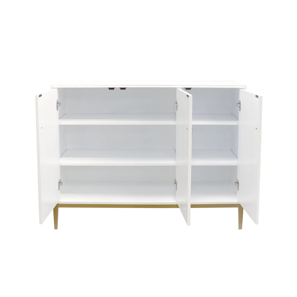 Ivory 3 Door Sideboard with Bronze Metal Frame S733