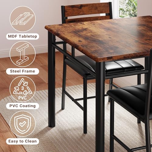 Rustic Brown Dining Table Set for 2 A95564