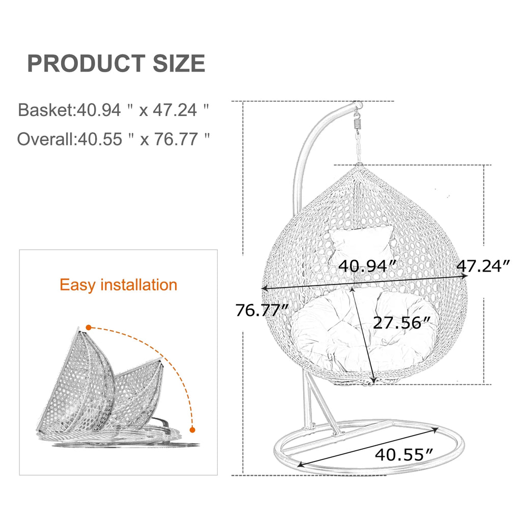 Egg Swing Chair with Stand Rattan Wicker Hanging Chair I3777
