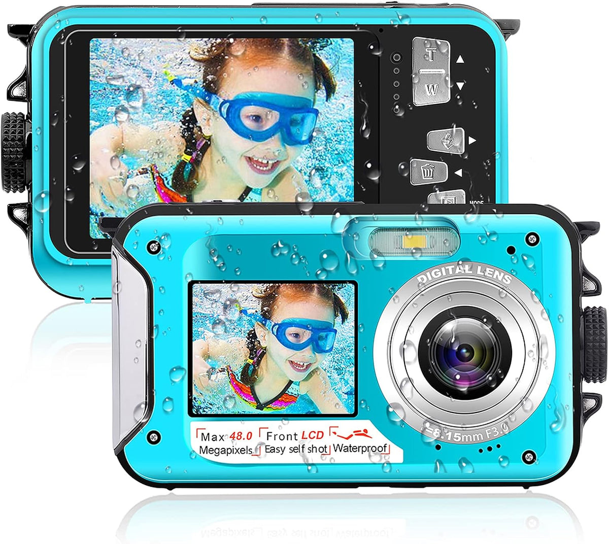 Waterproof 2.7K Full HD 48MP Underwater Digital Camera with Dual Screens G128