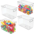 Clear Plastic Storage Organizer Bin with Handles, 4 Pack D47966