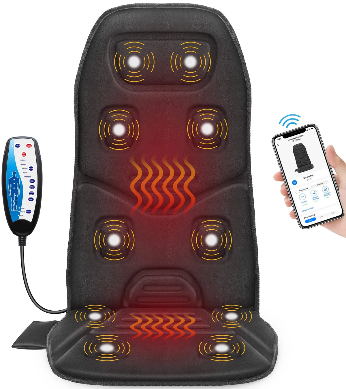 Black Heated Massage Seat Cushion F913