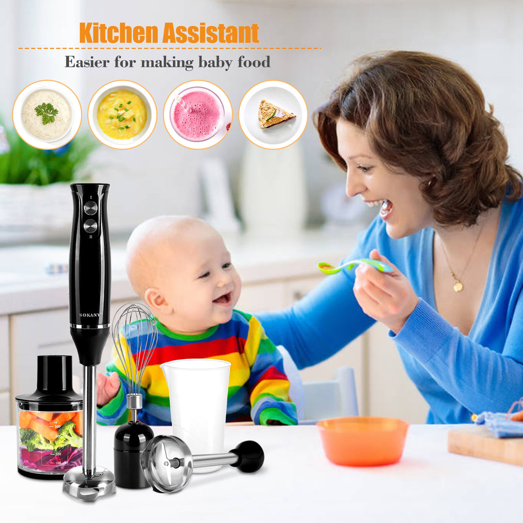 500W 4 in 1 Immersion Blender with 304 Stainless Steel Blade F4347