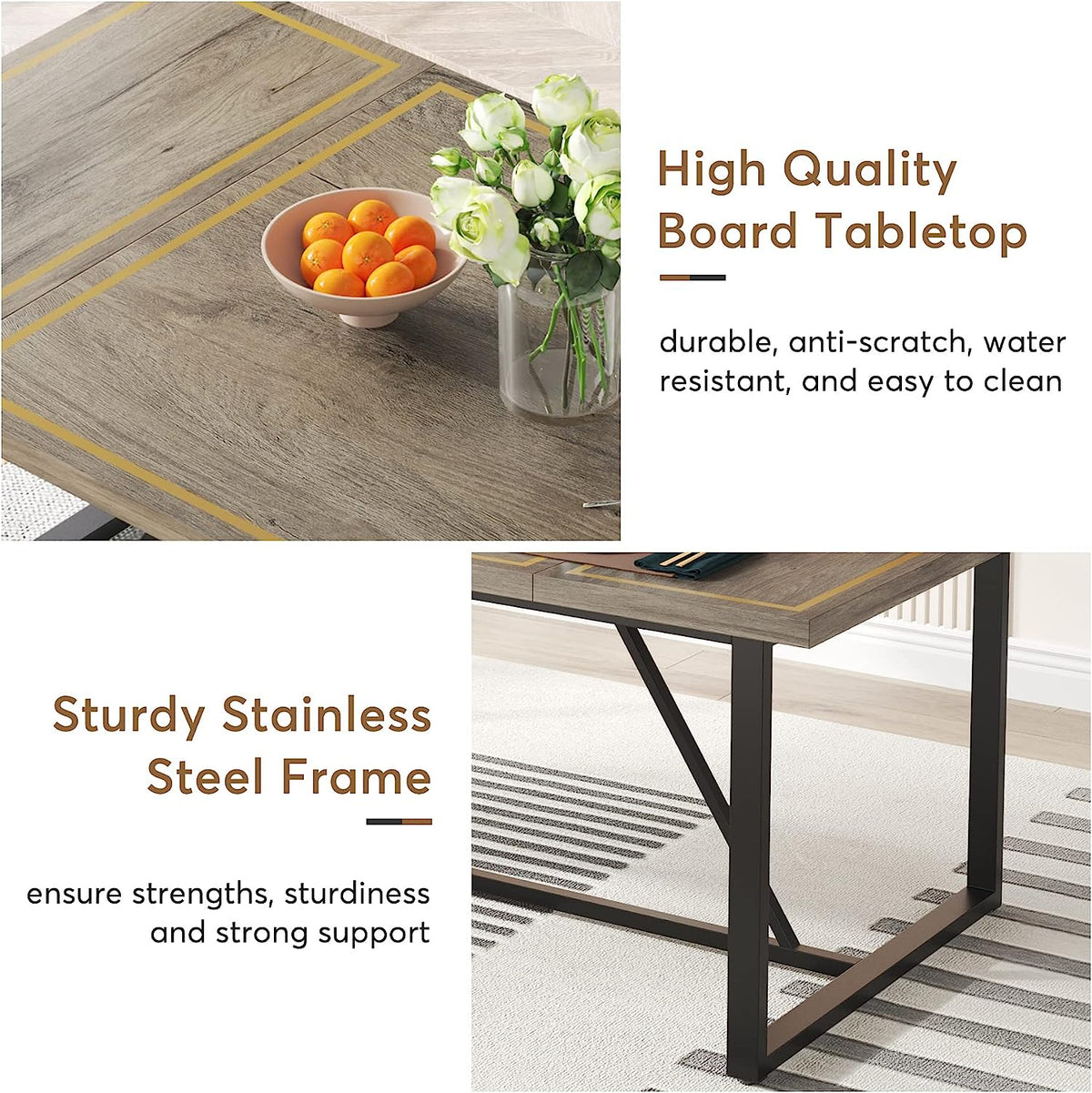 70.9" Gray & Black Dining Table W70653