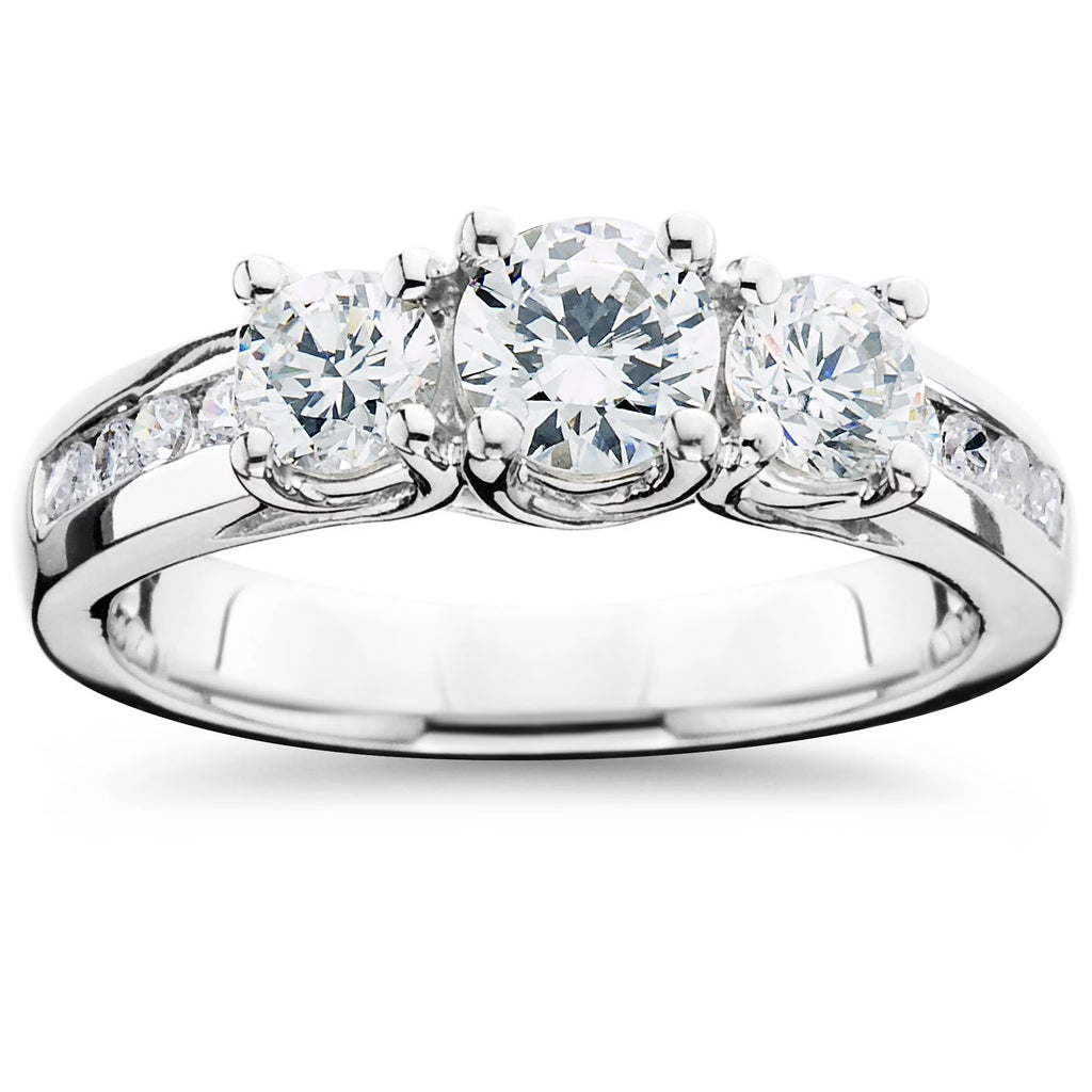 2ct Diamond Three Stone Ring 14K White Gold U917
