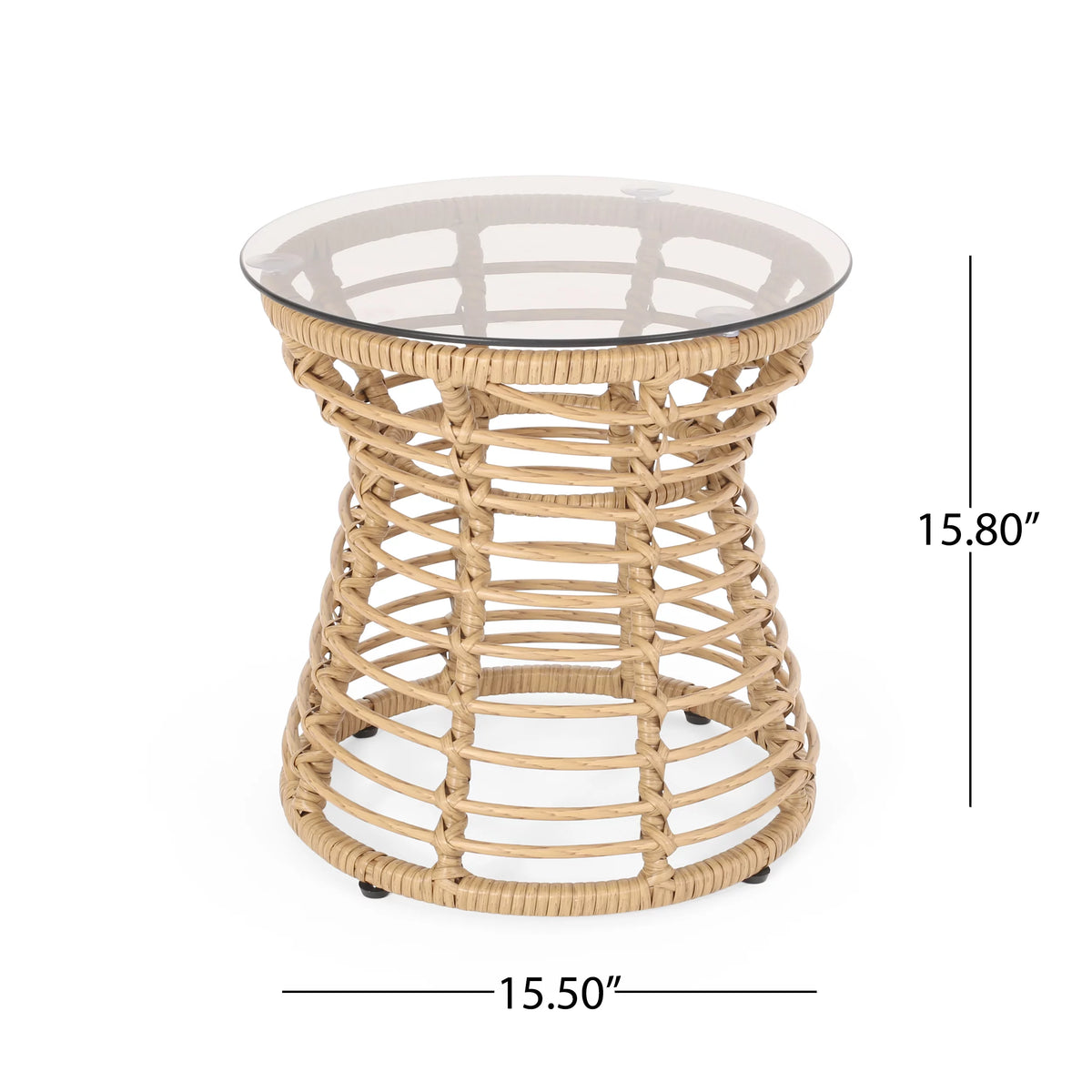 Outdoor Wicker Side Table Light Brown V5388