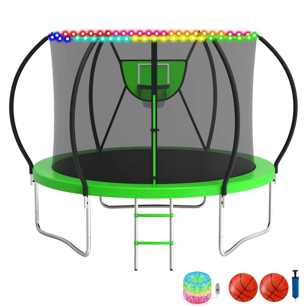 10FT Trampoline with Basketball Hoop & Light H3647