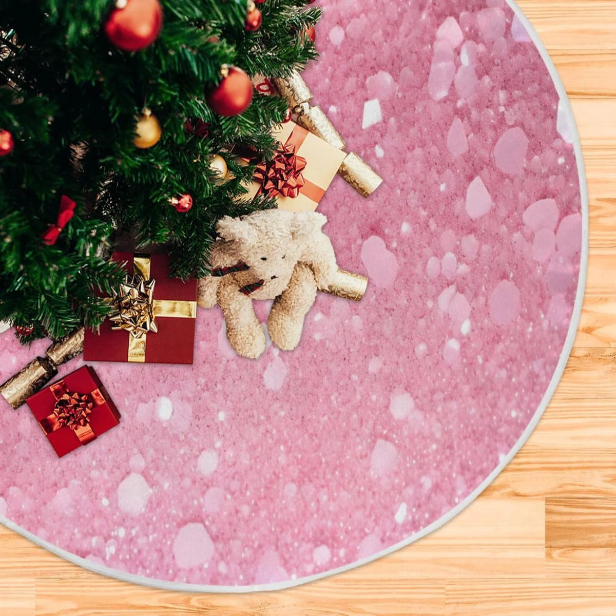 Glitter Blush Pink 47.2" Suede Christmas Tree Skirt J779458