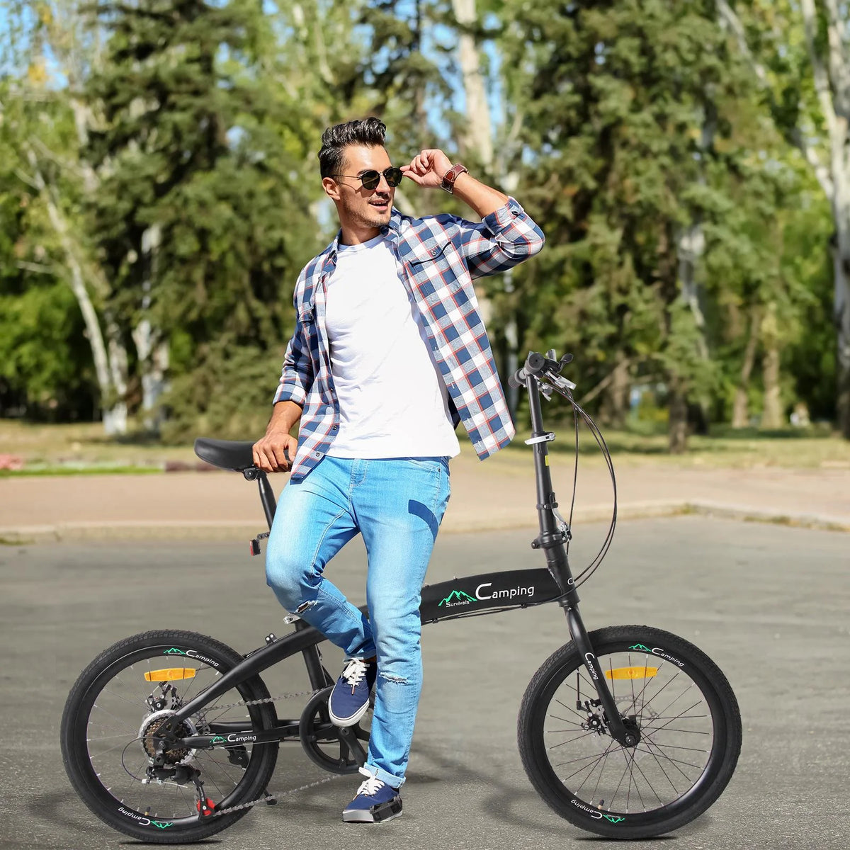 20 Folding Bike, 7 Speed Lightweight City Commuter Bicycle, Black B519