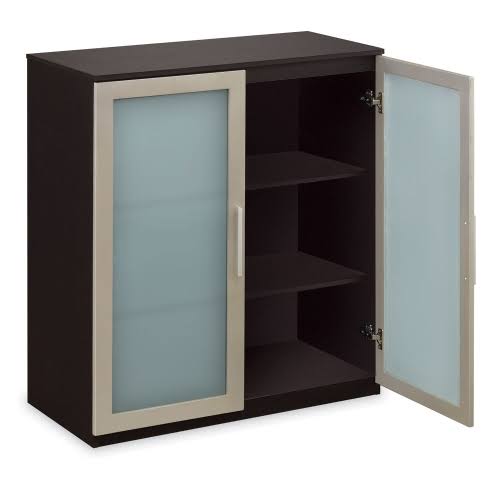 Storage Cabinet with Glass Doors Espresso Laminate D87016